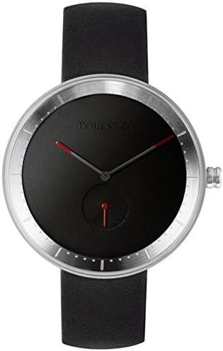 Domeni Co SSL02 Unisex Signature Series Stainless Steel Black Leather Strap Black Dial Watch