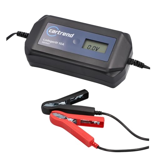cartrend Car Charger DP 10.1 for Auto Start Function After Mains Failure, Maintenance-Free, Lead Acid, GEL, EFB, AGM, Cars, Motorcycles, Boats and Tractors, Microprocessor Technology, Black, 10A