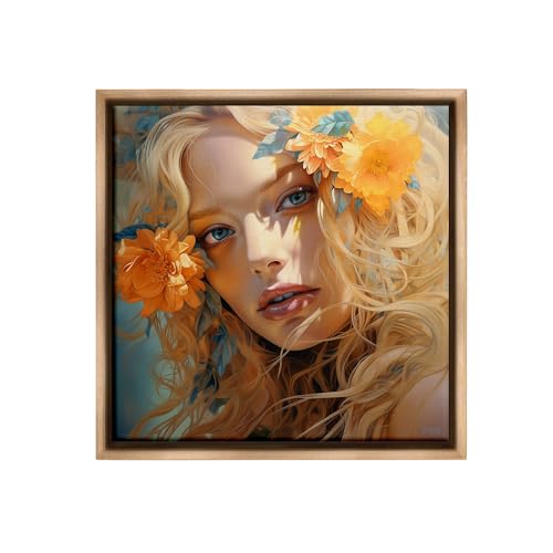 Stupell Industries Girl & Orange Blossoms Framed Floater Canvas Wall Art by RB