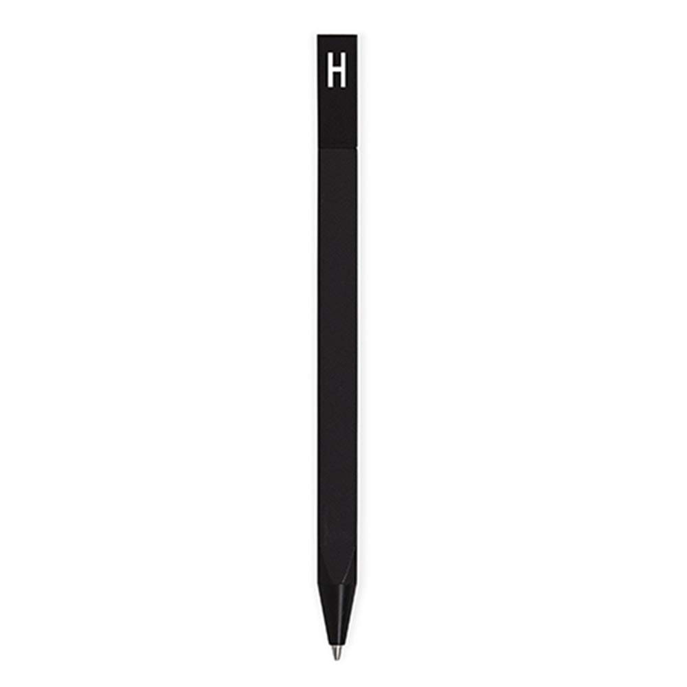 Design Letters Personalised Engraved Black Ballpoint Ink Pen with Initial Ideal Stationary Gift for Writing, Drawing and Notetaking (H)