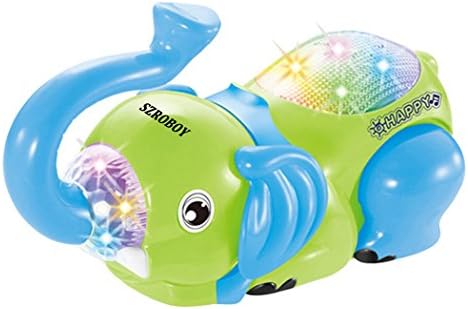 SZROBOY Electronics Pets,360 Degree Roll Elephant Toys,Electronics for Kids with Colorful Lights and Musical Sound,Kids Toys for 1-6 Year Old (Random Blue,Green)