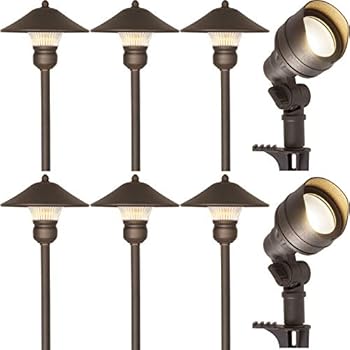 Hykolity 8 Pack Low Voltage LED Landscape Kits, 12V Pathway Flood Light Kits, 4.5W 205LM and 3W 150LM Wired for Outdoor Yard Lawn, Die-cast Aluminum, 30W and 30W Equivalent 15-Year Lifespan