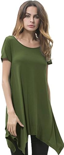 Songbai Women's V-Neck Short Sleeve Casual Jersey Tunic Tops Army Green 3XL