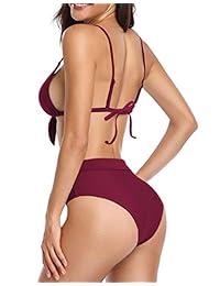 Milankerr Trajes de baño de 2 piezas para dama con copas triangulares acolchadas, cintura alta, parte inferior de baño