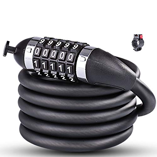 Lizipai 1200mm 5-Digit Combination Bicycle Cable Lock Motorcycle Anti-Theft Password Lock Mountain Bike Cycling Accessories Universal Electric Vehicle