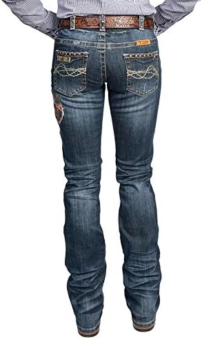 Cowgirl Tuff Western Denim Jeans Womens Patched 26 Reg Med Wash JPATCH