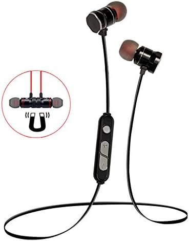 In Ear Headphones, Magnet Attraction V4.1 Bluetooth Earbuds Noise Reduction Sweatproof Earpiece with Microphone for Running & Sports Earphones for iPhone Samsung Android Smart Phones (Black)