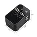 All in One International Universal Travel Adapter,Dual USB Charging ports converter for USA EU UK AUS European Compatible with Mobile Phone,Power Bank,Tablet,Laptop and Earphone. (Black)