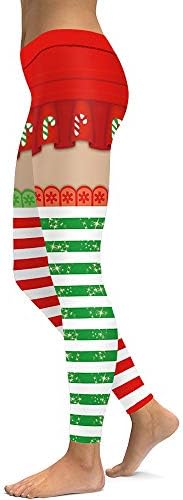 SMILEQ Pants Womens Christmas Print Tighten Trousers High Waist Pencil Pants Xmas Leggings