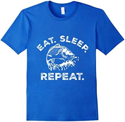Mens Eat. Sleep. Fish. Repeat Cool T-Shirt Large Royal Blue
