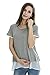 Bearsland Women's Maternity Breastfeeding Shirt Short Sleeve Nursing Tops Gray