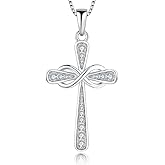 Jurikko 925 Sterling Silver Cross Necklace for Women Big Faith Infinity Pendant Necklace Silver Chain 18+2''