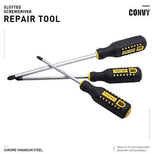 Convy GJ-0127 Phillips Screwdriver Magnetic Tip Cross Head Screwdriver with Non-Slip Rubber Handle