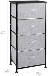 Amazon Basics Fabric 4-Drawer Storage Organizer Unit Black 30 x 46.5 x 94 cm view 3