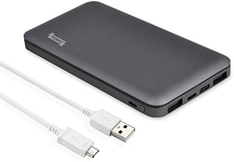 USB C Power Bank TONV 10000mAh Battery Pack with Dual USB Port Both 2.1A Output and 3 Input for iPhone, Android Phones,Different Electronic Devices (Grey)