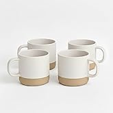 Ceramic Coffee Mug White Speckled 12 oz Stoneware Microwave/Dishwasher Safe, Aesthetic Coffee Cups Ceramic for Home/Office