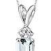 PEORA Solid 14K White Gold Aquamarine with Diamond Pendant for Women, Genuine Gemstone Solitaire, Emerald Cut, 7x5mm, Blue Aquamarine Necklace, March Birthstone Necklace, w/Jewelry Box