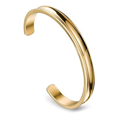 Zuo Bao Stainless Steel Bracelet Grooved Cuff Bangle for Women Girls