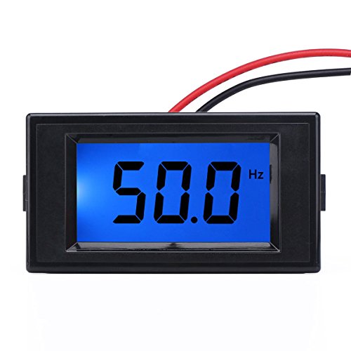 DROK Two wires AC 80-300V 10-199.9HZ Digital Frequency Counter Cymometer Frequency Monitor Tester Panel Gauge 3 Digits Blue Backlight LCD Display