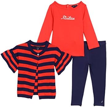 Nautica Baby Girls' Sweater, Knit Top and Ponte Pant