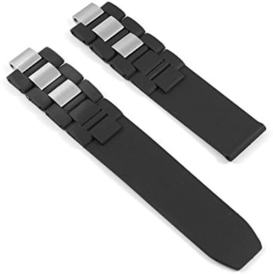 20mm RUBBER+STEEL WATCH BAND CLASP FOR MUST 21 CHRONOSCAPH BLACK AUTOSCAPH