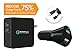 Combo: Tenergy 30W 2-Port Adaptive Fast USB Wall Charger + Car Charger with Qualcomm QC 2.0 & Smart Detect (Black)