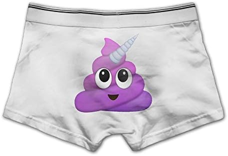 Louisa Men's Unicorn Poop Emoji Boxer Briefs Underwear Modern Cotton Trunk XL White