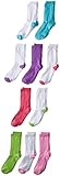 Hanes Girls' 10 Pack Crew Socks, Assorted Shoe Size, 4-10