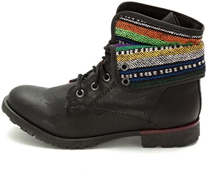 New Arrival Rock &amp; Candy Womens Spraypaint Closed Toe Ankle Combat, Black Aztec, Size 6.0