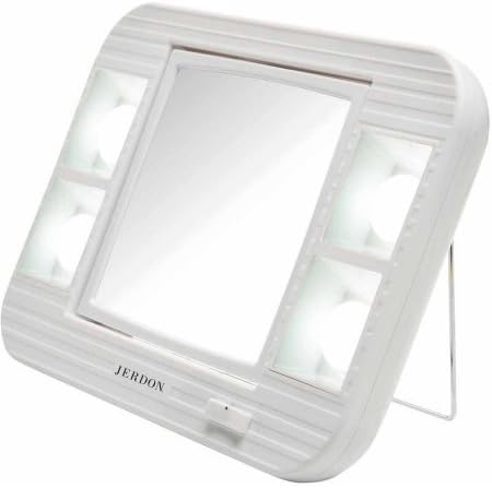 Jerdon J1015 LED Lighted Makeup Mirror with 5x Magnification, White Finish, 34.4 oz