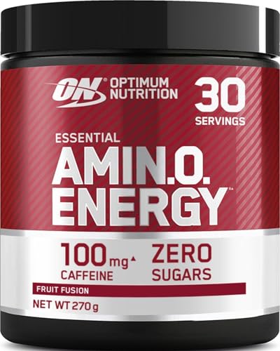 Optimum Nutrition Amino Energy Pre Workout Powder, Energy Drink mit Aminosäuren, BCAA, L-Glutamin und L-Leucin, Vitamin C und Koffein, Frucht-Mix-Geschmack, 30 