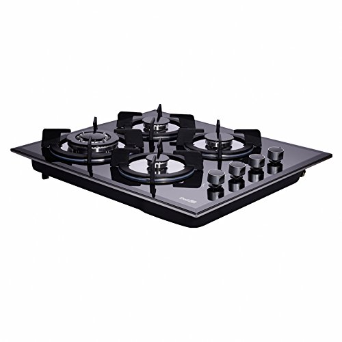 Delikit® 24 inch Gas Cooktop Dual Fuel Sealed 4 Burners Tempered Glass