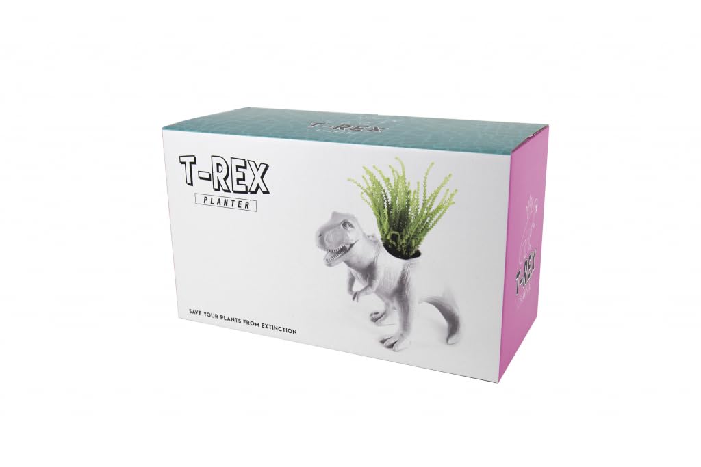 Gift Republic GR450111 T-Rex Planter, White, 13.5 x 16.9 x 29.3 cm