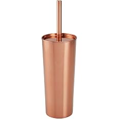 mDesign Stainless Steel Toilet Bowl Brush and Holder Set, Modern Metal Compact Storage Organizer Cleaner Scrubber for Toilet