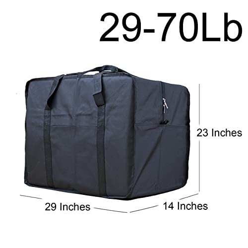 Extra Large Foldable Duffel Bag for Travel – Heavy-Duty Cargo Bag with Zippers & Reinforced Handles, TSA Approved, Water-Resistant size 29 x 24 x 15.5 inch (black, 70lb)