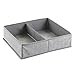 mDesign Fabric Dresser Drawer Storage Organizer for Underwear, Socks, Bras, Tights, Leggings - Large, 2 Compartments, Gray