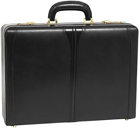 [Personalized Initials Embossing]McKleinUSA Mens TURNER Leather Expandable Attache Case in Black