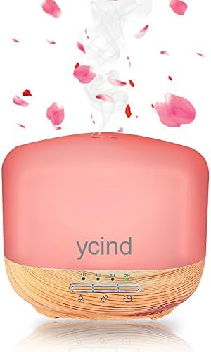 ycind 500ML Aroma Diffuser Essential Oil Humidifier 4 Timer Settings with 7 Colorful LED Lights,Waterless Auto Shut-off for Home Office Yoga Spa Baby Room
