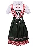 Colorful House Womens Oktoberfest Beer Maid Fancy Dress Costume, Red and Green,Size M