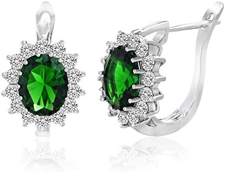 Cubic Zirconia Created Gemstone Leverback Earring (Created Emerald)