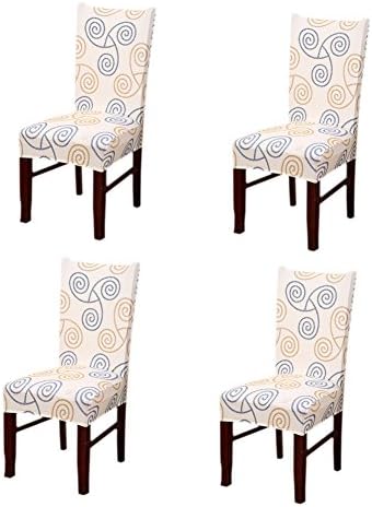 Inroy Stretch Chair Slipcover Jacquard Removable Washable Elastic Chair Cover for Dining Room Wedding Hotel Restaurant (Pack of 4, G)