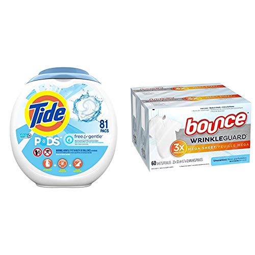 TideTide Free and Gentle Laundry Detergent Pods, 81 Count with Bounce