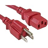 Cable Leader 18 AWG Universal Power Cord (IEC320 C13 to NEMA 5-15P), Color UL Listed (10 Foot (1 Pack), Red)