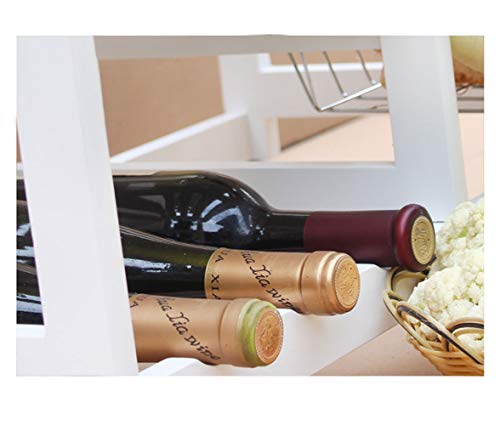 image for Byya Wood Kitchen Island Storage Trolley Rolling Utility Cart Rack wit