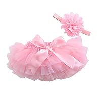 muyan Girls Cotton Tulle Ruffle with Bow Baby, Pink, Size Small (0-3 Months)