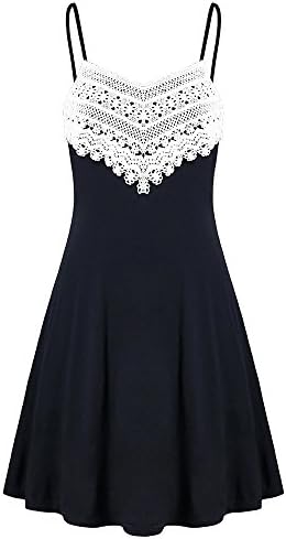 EraseSIZE Fashion Women's Casual Crochet Lace Backless Mini Slip Dress Camisole Sleeveless Dress