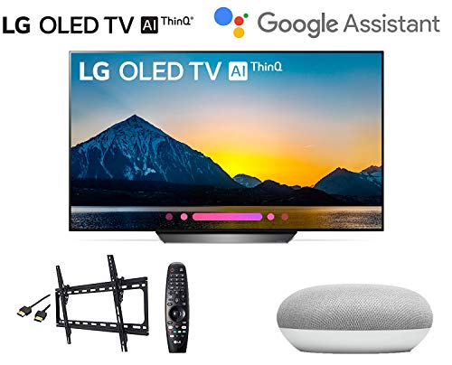 LG OLED55B8PUA 4K HDR Smart OLED TV w/AI ThinQ – 55″ Class w/Google Mini Smart Speaker w/Flat Wall Mount and HDMI Cable – LG Authorized Dealer