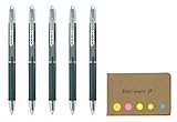 Pilot Hi-Tec-C SlimKnock 03 Retractable Gel Ink Pen, Micro Fine Point 0.3mm, Black Ink, 5-Pack, Sticky Notes Value Set