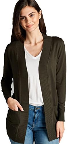 YourStyle Women Open Front Long Sleeve Classic Knit Cardigan