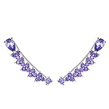 OKAJEWELRY Cubic Zircon Silver Ear Cuff Earring Ear Climbers Crawler Stud Hook Earrings Purple
